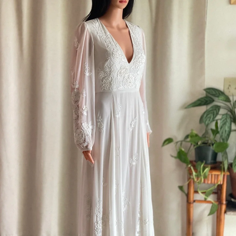 beige lace dress with sleeves White Maxi Dress - Bennett Maxi Dress main image 0